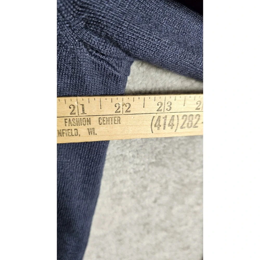 Eddie Bauer Cotton Cashmere Knit Sweater Mens Size Medium Navy Blue V-Neck‎